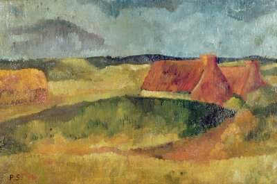 Reetgedeckte Hütten in Pouldu, 1894 von Paul Sérusier